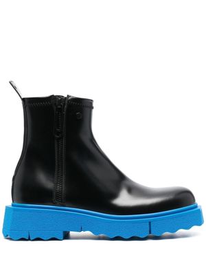 Off-White bottines zippées à semelle contrastante - BLACK BLUE