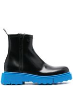 Off-White bottines zippées à semelle contrastante - BLACK BLUE