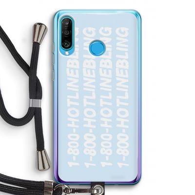 Hotline bling blue: Huawei P30 Lite Transparant Hoesje met koord