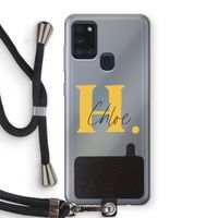 Amber Script: Samsung Galaxy A21s Transparant Hoesje met koord