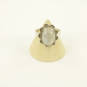 Zilveren Ring met Maansteen Maat 18 - Verstelbaar (Sterling Zilver 925)