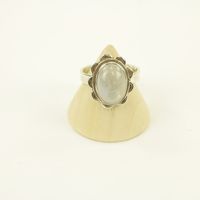 Zilveren Ring met Maansteen Maat 18 - Verstelbaar (Sterling Zilver 925)