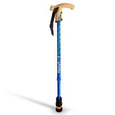 Wandelstok met kurken handvat | Flexifoot | Schokabsorberend | Blauw | PR30049-BL