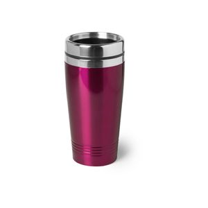 RVS Warmhoudbeker/warm houd beker metallic fuchsia roze 450 ml