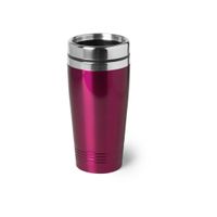 RVS Warmhoudbeker/warm houd beker metallic fuchsia roze 450 ml - thumbnail