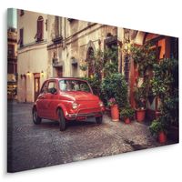 Schilderij - Fiat 500 in Italië, vintage, premium print, wanddecoratie - thumbnail