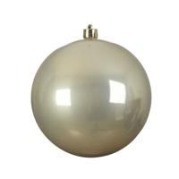 Decoris Kerstbal - licht parel/champagne - groot - 14 cm - kunststof - glans