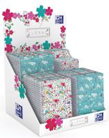 Oxford Floral notitieblok en spiraalschrift, ft A5/A6/B5, gelijnd en geruit 5 mm, display met 60 stuks