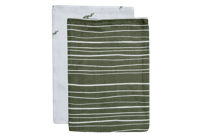 Washandje Hydrofiel Stripe & Olive - Leaf Green - GOTS - 2 Stuks - thumbnail