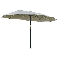 Het is tijd om je tuin te laten schitteren met deze Outsunny dubbelzijdige parasol. De stijlvolle parasol is voorzien van 48 lampjes op de parasolribben die ook in het donker je buitenzitplaats verlichten.
