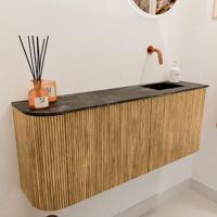Toiletmeubel Mondiaz Joya Dlux | 101.6 cm | Meubelkleur Oak | Faye wastafel Lava Wasbak Rechts | Zonder kraangat(en)