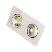 LED Spot - Inbouwspot Dubbel - Rechthoek 10W - Helder/Koud Wit 6400K - Mat Wit Aluminium - Kantelbaar 175x93mm - thumbnail