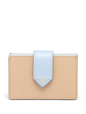 Prada porte-cartes en cuir à plaque logo - Tons neutres