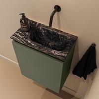 Toiletmeubel Mondiaz Ture Dlux | 40 cm | Meubelkleur Army | Eden wastafel Lava Rechts | Zonder kraangat