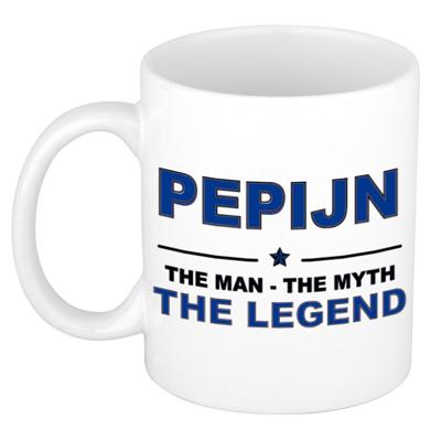 Pepijn cadeau mok - man myth legend - naam koffiemok / beker - wit en blauw - 300 ml