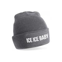 Ice ice baby - wintermuts - unisex - one size - grijs - mutsen met coole tekst