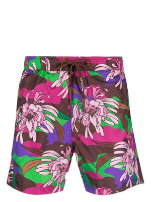 Moncler short de bain fleuri à lien de resserrage - Rose