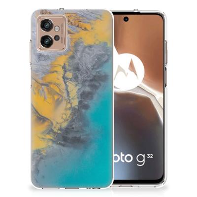 Motorola Moto G32 | TPU | Siliconen hoesje | Marble Blue Gold