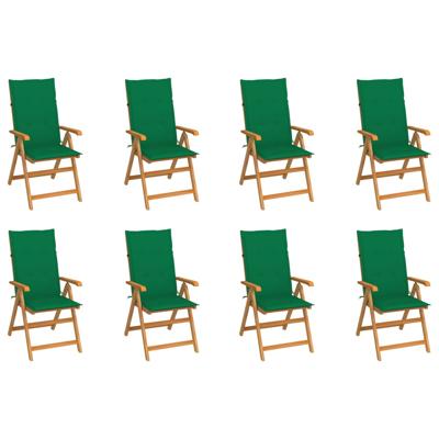 Tuinstoelen 8 st verstelbaar met kussens massief teakhout