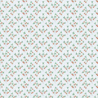 Dutch Wallcoverings Rosenlycka - Strawberries Blue - Blauw/Groen/Rood