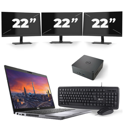 Dell Precision 3550 - Intel Core i7-10e Generatie - 15 inch - 16GB RAM - 256GB SSD - Windows 11 + 3x 22 inch Monitor