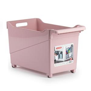 Plasticforte Opbergbox - roze - 45 x 24 cm - kunststof - op wieltjes