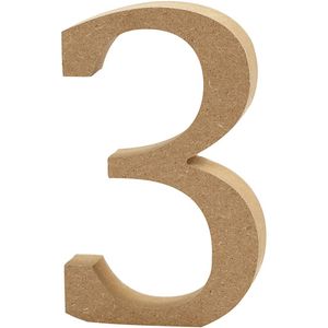 Creotime houten cijfer 3 8 cm