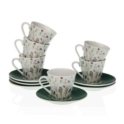 Set van Kopje met Schotel Versa Sansa Porselein 5,8 x 6 x 5,8 cm Koffie (12 Onderdelen)