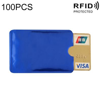100 stuks aluminiumfolie RFID blokkeren credit card ID Bank kaart geval kaarthouder cover grootte: 9 x 6.3 cm (blauw)