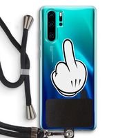 Middle finger black: Huawei P30 Pro Transparant Hoesje met koord