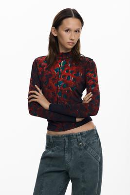 T-shirt bladeren naden - RED - L