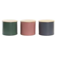 Tin DKD Home Decor Bamboe 2,6 L 18 x 18 x 16 cm (3 Stuks)