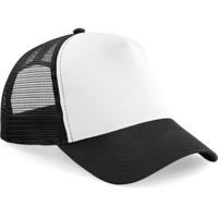 Beechfield Baseballcap - zwart/wit - truckers pet - volwassenen - verstelbaar