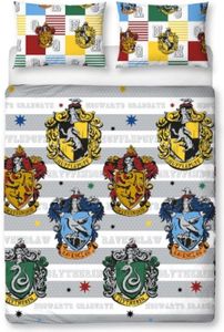 Harry Potter - Hogwarts Houses 2 Persoons Dekbedovertrek Set (200cm x 200cm)