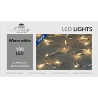Kerstverlichting - op batterij - 7.5 meter - Lichtsnoer transparant - met 100 leds