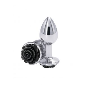 NS Novelties - Rear Assets Rose Aluminium Buttplug Small Zwart
