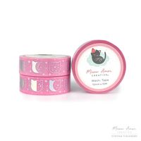 Meow Amor Creative Pink Cat Moonphase Holographic Foil Washi Tape