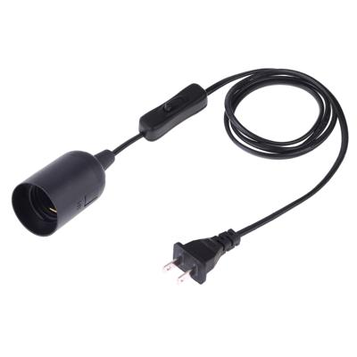 E27 Wire Cap schakelaar lamp houder kroonluchter stopcontact met 1.5 m verlengkabel US plug (zwart)