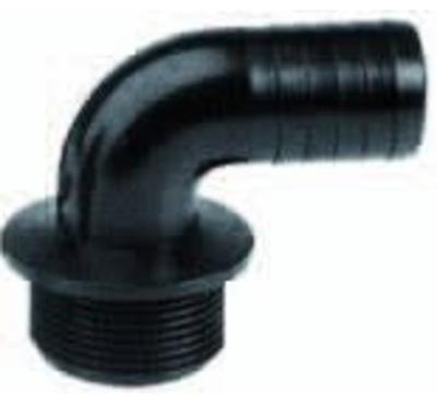 Haaks Slangpilaar buitendraad x tule PP zwart 1" x 32mm