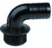 Haaks Slangpilaar buitendraad x tule PP zwart 1" x 32mm