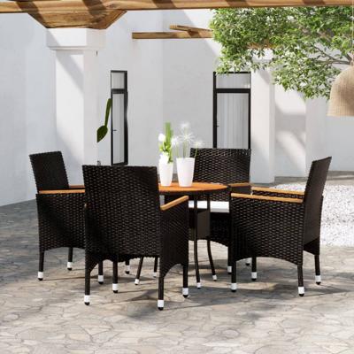 5-delige Tuinset poly rattan zwart