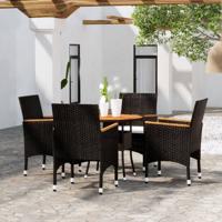 5-delige Tuinset poly rattan zwart