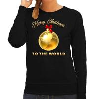 Kersttrui Merry Christmas to the world - zwart - voor dames - kleding