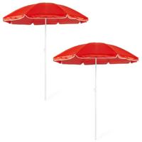 Verstelbare strand/tuin parasol - 2x - rood - dia 150 cm - Zonbescherming - Voordelige parasols - thumbnail