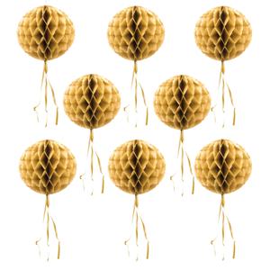 Decoratie bollen - 8x - goud - 30 cm - crepe papier - versiering - feestversiering - honeycumbs