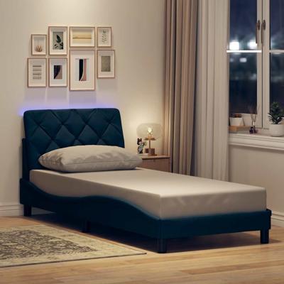 Bedframe met LED zonder matras 80x200 cm stof blauw