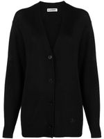 Jil Sander cardigan en maille fine à col v - Noir