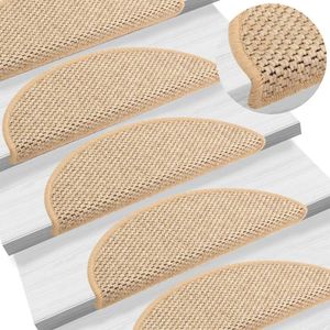 Trapmatten zelfklevend 15 st sisal-look 65x21x4 cm lichtbeige