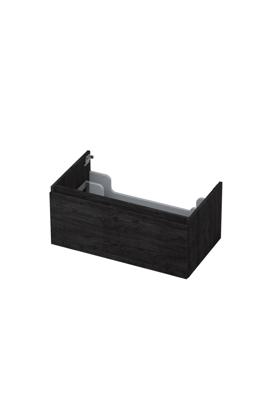 Onderkast INK 1 lade greeploos met houten keerlijst 80 cm x 45 cm x 35 cm Houtskool eiken 1257528