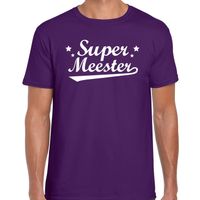 Super meester cadeau t-shirt paars heren - thumbnail